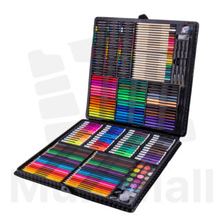 Black Case Kid Drawing Art Set Painting  Colour Pencil Kids Art Set Children Color Pencils Toddler Water Colour Crayon Markers Scissors Rubber Eraser Clips Brush Palette Stapler Sharpener Glue Ruler