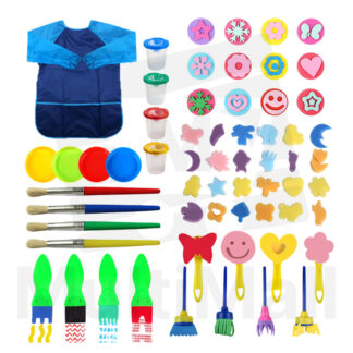 61Pcs Kid Sponge Set - Blue |Sponge Painting Set| Kid Drawing| Painting for kid| Brushes Kit for Art & Craft l Painting supplies |Kid Painting Kit |Kid painting brush set |Creative Painting |Kid Painting Fun