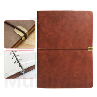 A5 Ring Notebook - Brown | Leather Cover |Notebook for writing | Notebook Dairy |Handwriting Notebook | PU Leather Notebook| School and Business Notebook