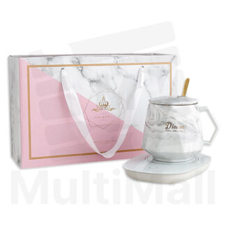 Cup Warmer Set - Grey Diamond l Cup and Mug l Cup Lid l Cup set l Cup Heater l Cup Warmer l Electric Cup Warmer l Marble Mug Set l Coffee Mug Marble l Marble Mugs l Electric Cup Warmer Set