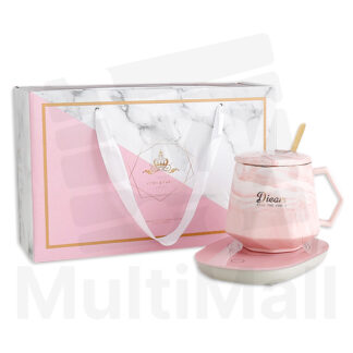 Cup Warmer Set - Pink Diamond l Cup and Mug l Cup Lid l Cup set l Cup Heater l Cup Warmer l Electric Cup Warmer l Marble Mug Set l Coffee Mug Marble l Marble Mugs l Electric Cup Warmer Set l USB Cup Warmer l Electric Cup Warmer