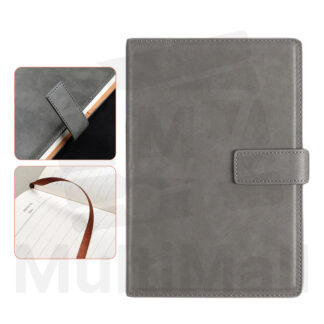 A5 Square Buckle Notebook - Light Grey | Leather Cover |Notebook for writing | Notebook Dairy |Handwriting Notebook | PU Leather Notebook| School and Business Notebook