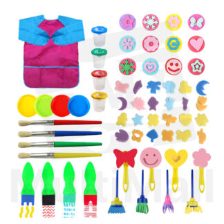 61 Pcs Kid Sponge Set - Pink |Sponge Painting Set| Kid Drawing| Painting for kid| Brushes Kit for Art & Craft l Painting supplies|Kid Painting Kit|Kid painting brush set|Creative Painting|Kid Painting Fun