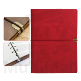 A5 Ring Notebook - RED | Leather Cover |Notebook for writing | Notebook Dairy |Handwriting Notebook | PU Leather Notebook| School and Business Notebook