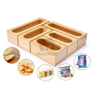 5 Pcs Bamboo Ziplock  Organizer | kitchen Drawer Organizer | FOOD STORAGE BAG HOLDER | foil organizer | Zip Lock Bag | Zip Lock Bag Storage | Cling Firm holder | Zip Lock Bag Storage | Zip Lock Bag for Food