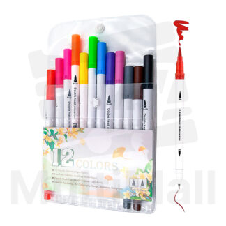 12 Pcs  Dual Tip Art Markers Set Brufuner Oil Colour Pencils*Colors Markers Dual Tip Dual Tip Art Marker*Kid Colour marker set*Dual tip Brush Pen* Sketch Drawing Dual Head Watercolor Marker Pen