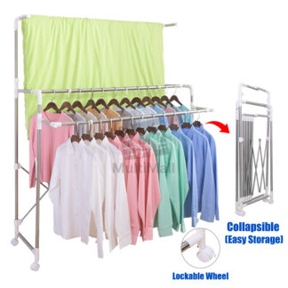 Upgraded H Type 2M (4 Poles) -Stainless Steel Retractable Indoor and Outdoor  | Clothes Rack for Drying Towels, Sheets, Laundry, and Household  | | Easy Storage Collapsible Laundry Rack