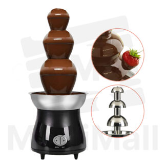 Stainless Steel 3 Tiers Black Chocolate Fondue Fountain + Bake-way Chocolate for Fondue 1kg |  Chocolate Fountain Machine|  Stainless Steel Party Electric Melting Machine for Chocolate|  Stainless Steel Fondue Chocolate Fountain