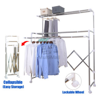 Upgraded H Type  1.5M ( 4 Poles) -Stainless Steel Laundry Rack For Drying Towels, Sheets, and Quilts, | Adjustable Movable and Foldable For Easy Storage Drying Rack for Hanging Clothes