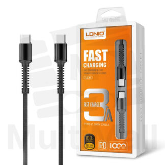 USB Charging Cable - LDNIO 3A LC91 Type C Data Cable| Fast Charging 3.0 A |Light Transmission in seconds|Premium Cable Quality|TYPE C TO TYPE C CABLE|Fast Charging 3.0A|PD Charging