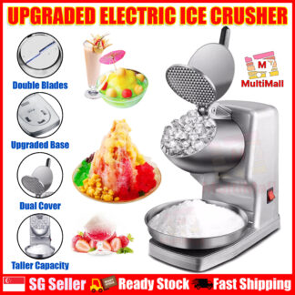 New Upgraded Silver Taller Version Electric Ice Crusher Shaver Machine ★Ice Dessert★Ice Chopper★Powerful motor★Stainless-steel double blade fine ice★Ice Kacang★Snow cone★Easy-to-use Home Use