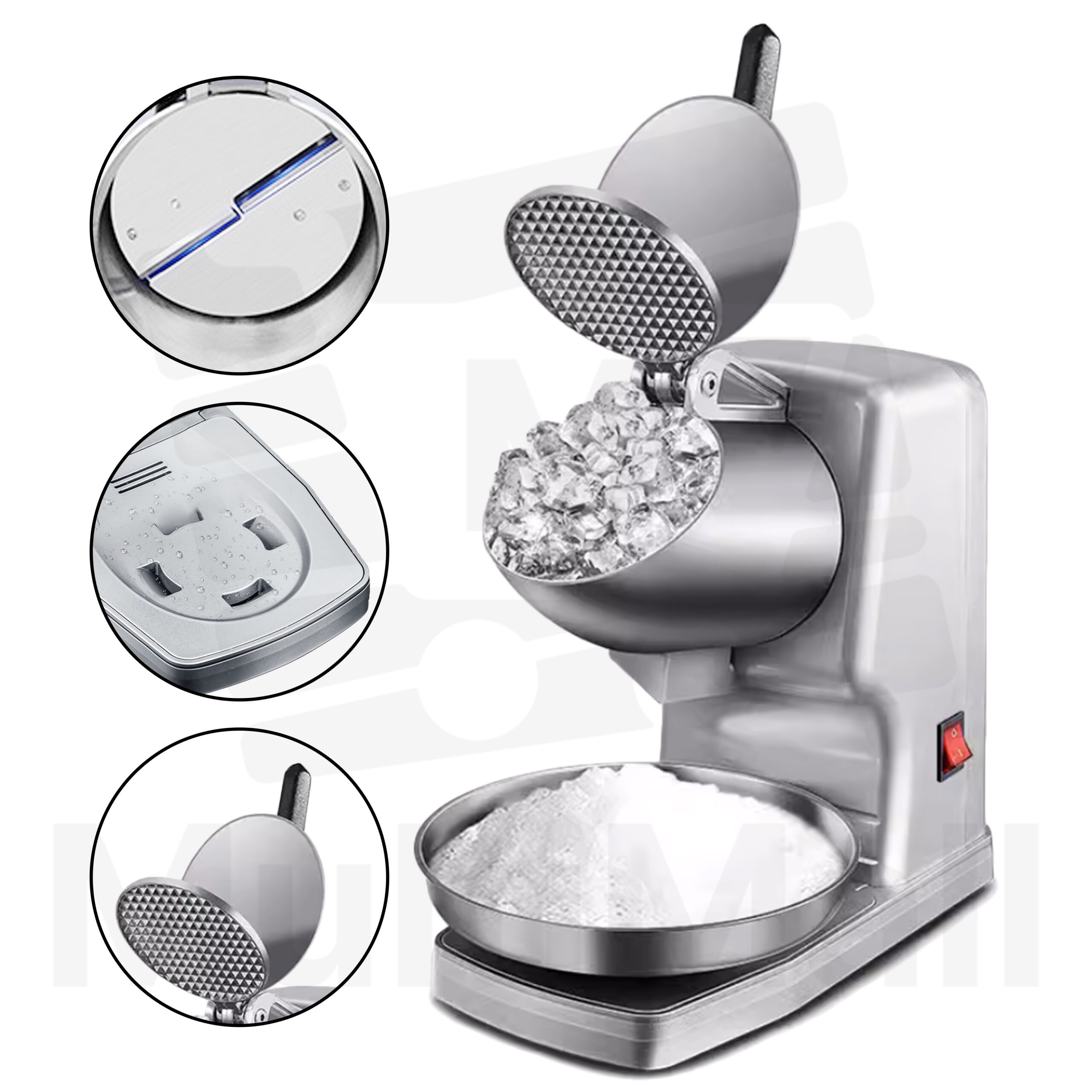 New Upgraded Silver Taller Version Electric Ice Crusher Shaver Machine ★Ice Dessert★Ice Chopper★Powerful motor★Stainless-steel double blade fine ice★Ice Kacang★Snow cone★Easy-to-use Home Use