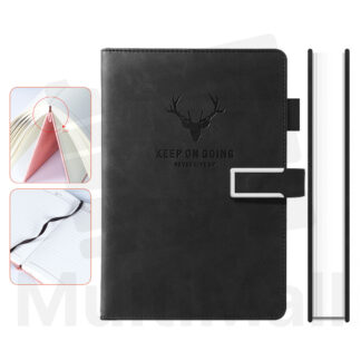 A5 Notebook Metal Buckle - BLACK | Leather Cover | Notebook for writing| Note| Notebook Dairy| Writing Notebook| Handwriting Notebook| Business Notebook PU Leather| Leather Cover notebook