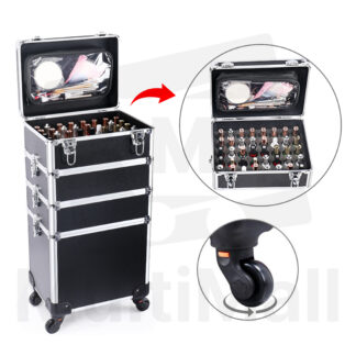 Make Up Luggage 4 Tiers - Black Manicure |Make up Organizer Bag  Cosmetics Technician Train Box Professional 3 in 1| Make Up Organiser| Luggage| Make Up Organiser| Make Up Storage Box| Make Up Storage