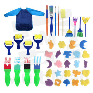 42 Pcs Kid Sponge Set - BLUE |Sponge Painting Set| Kid Drawing| Painting for kid| Brushes Kit for Art & Craft l Painting supplies |Kid Painting Kit |Kid painting brush set |Creative Painting |Kid Painting Fun