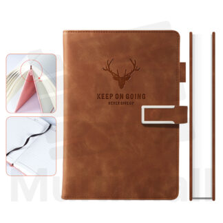 A5 Notebook Metal Buckle - BROWN| Leather Cover | Notebook for writing| Note| Notebook Dairy| Writing Notebook| Handwriting Notebook| Business Notebook PU Leather| Leather Cover notebook