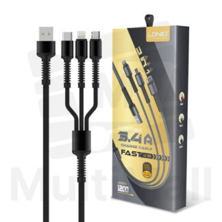 GREY - LNDIO LC93  USB Charging Cable| Output Micro Type C Lightning|3A Fast Charging Data Cable|Charging Cable|Fast Charge Cable|Fast Charger USB|Fast Charger Type C