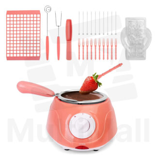 PINK Electronic Chocolate Melting Pot 250 ML l Chocolate Maker Set l Mini Chocolate Candy Melting and Warming Fondue Set l Candy Making Accessory Kit l Chocolate Fondue Warm Dipping Function l