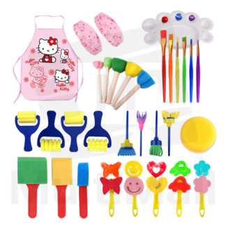 32pcs Kid Sponge Set - PINK |Sponge Painting Set| Kid Drawing| Painting for kid| Brushes Kit for Art & Craftl Kid Early Learning painting set| Washable Paint Brushes Set| Painting DIY