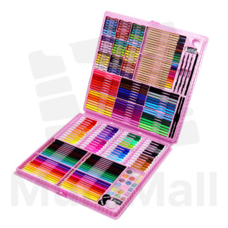 288 Pcs Kid Drawing Art Set Painting - Pink case Colour Pencil Kids Art Set Children Color Pencils Toddler Water Colour Crayon Markers Scissors Rubber Eraser Clips Brush Palette Stapler Sharpencer Glue Ruler Pencil