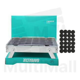 Portable BBQ Grill - Standard +24 Pcs Charcoal , Disposable BBQ Grill, Fast Ignition Portable Charcoal Grill for Indoor and Outdoor Picnic, Stainless Steel Barbecue Household Grill Charcoal