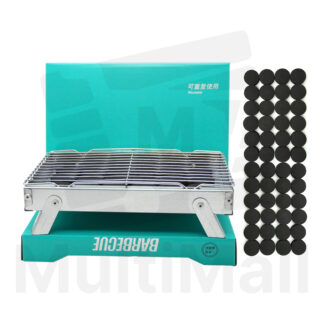 Portable BBQ Grill - Standard +48 Pcs Charcoal , Disposable BBQ Grill, Fast Ignition Portable Charcoal Grill for Indoor and Outdoor Picnic, Stainless Steel Barbecue Household Grill Charcoal