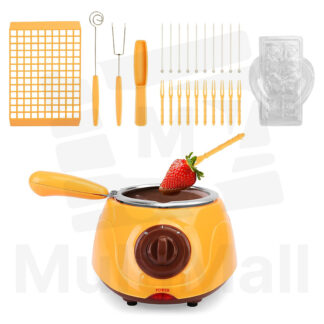YELLOW Electronic Chocolate Melting Pot 250 ML l Chocolate Maker Set l Mini Chocolate Candy Melting and Warming Fondue Set l Candy Making Accessory Kit l Chocolate Fondue Warm Dipping Function