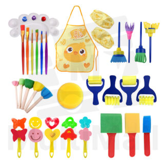 32pcs Kid Sponge Set - YELLOW |Sponge Painting Set| Kid Drawing| Painting for kid| Brushes Kit for Art & Craftl Kid Early Learning painting set| Washable Paint Brushes Set| Painting DIY
