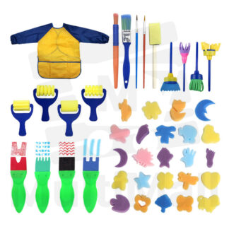 42 Pcs Kid Sponge Set - YELLOW |Sponge Painting Set| Kid Drawing| Painting for kid| Brushes Kit for Art & Craft l Painting supplies |Kid Painting Kit |Kid painting brush set |Creative Painting |Kid Painting Fun