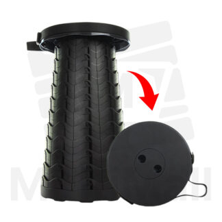 Black Telescopic Stool Premium Portable Adjustable Multipurpose Collapsible Stools Non Slip Base capacity 180 Kg - Sturdy and Lightweight Retractable Stools Chair Seat