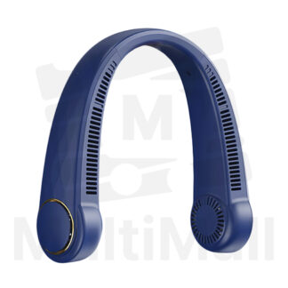 Blue Portable USB Rechargeable Neck Fan – 7000 mAh Bladeless Cordless Wearable Neck Fan Aircon, Hand-free Lightweight and Hanging Personal Headphone Design Cooling Fan