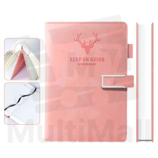 A5 Notebook Metal Buckle - PINK | Leather Cover | Notebook for writing| Note| Notebook Dairy| Writing Notebook| Handwriting Notebook| Business Notebook PU Leather| Leather Cover notebook