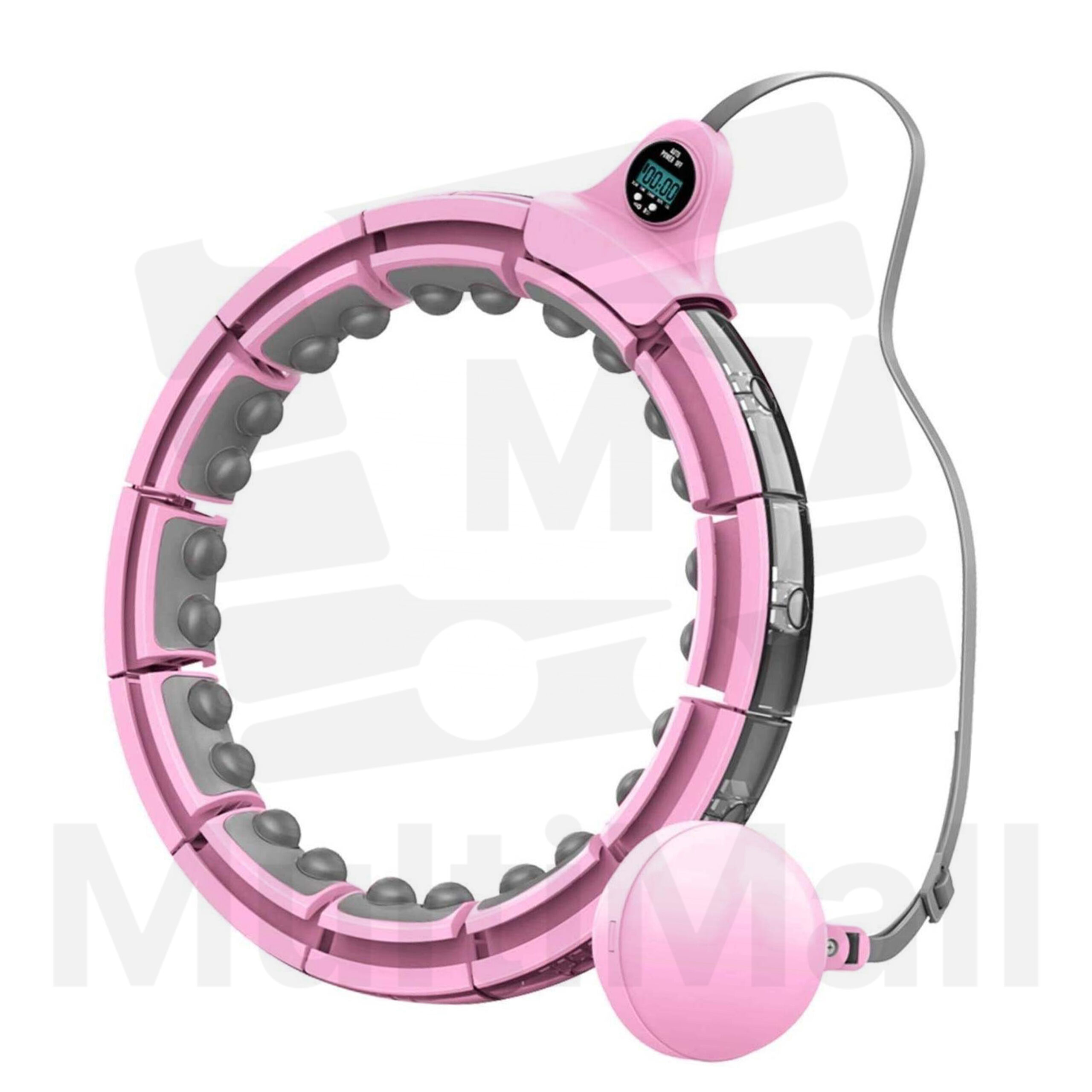 Pink Digital Hula Hoop Weighted Fitness Thin Waist Weight Loss Adult Abdominal Slimming Body Exercise Equipment | Hula Hoop Exercise For Slimming | Weighted Hula Hoop | Hula Hoop Weighted