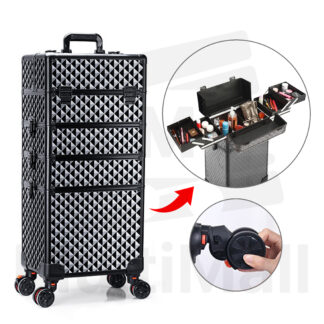 Make Up Luggage 4 Tiers - Water Cube |Make up Organizer Bag  Cosmetics Technician Train Box Professional 3 in 1| Make Up Organiser| Luggage| Make Up Organiser| Make Up Storage Box