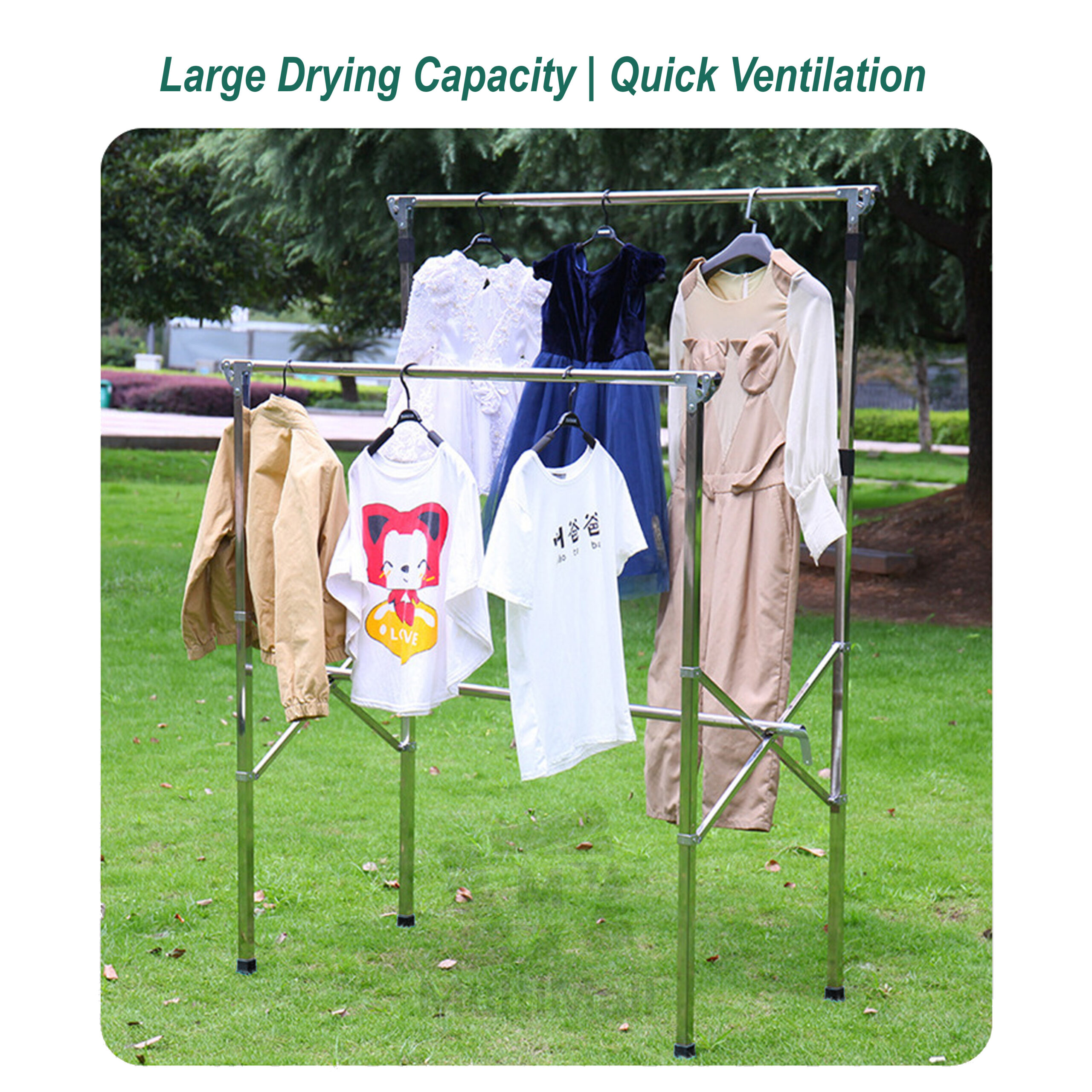 Foldable Line Drying Rack H Model 2.4 M pro Stainless Steel Extendable Laundry Drying Rack ...