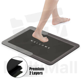 Premium 2 Layers Diatomite Bathroom Mat - Welcome (50cmx70cm) | Absorbent Fast Dry | Bathroom Mat | Diatomite | Floor mat Diatomite Soft | Bathroom Mat Anti Slip | Diatomite Bathroom| Bathroom Mat