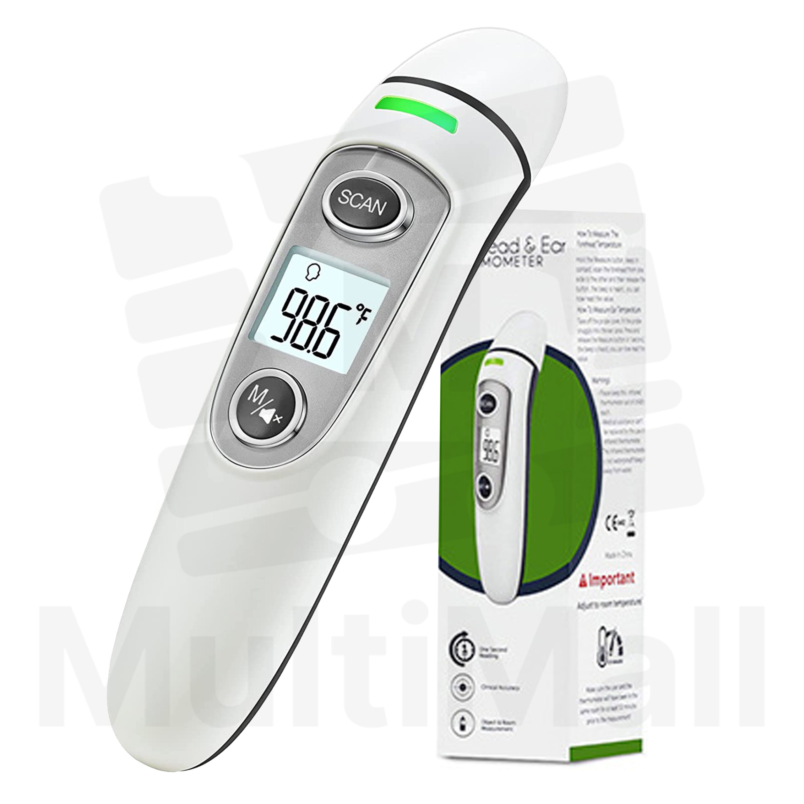 2 in 1 Forehead & Ear Thermometer- Indoors Non-Contact Digital Thermometer, Object Fever Temperature Checking Sensor, No-Touch Thermal Scanner for Kids, Babies, Toddlers and Adults |Digital Thermometer