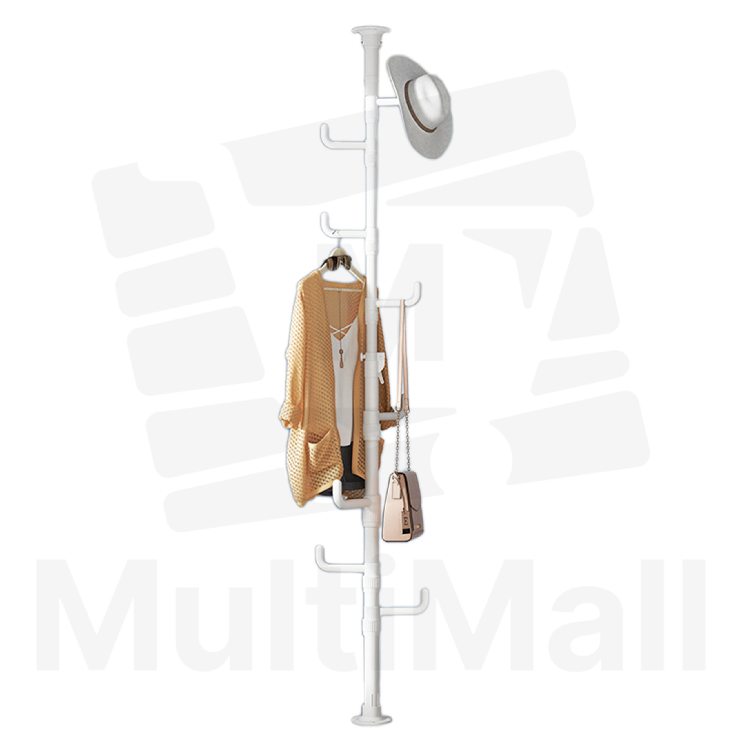 2.9M 8 Hooks Floor to Ceiling Drying Pole Adjustable Standing Laundry Tension Rod 8 Hooks, Multi-functional Drying Stand for Drying or Hanging |Laundry Rack|Laundry Pole|Drying Rack|Clothe Drying Rack