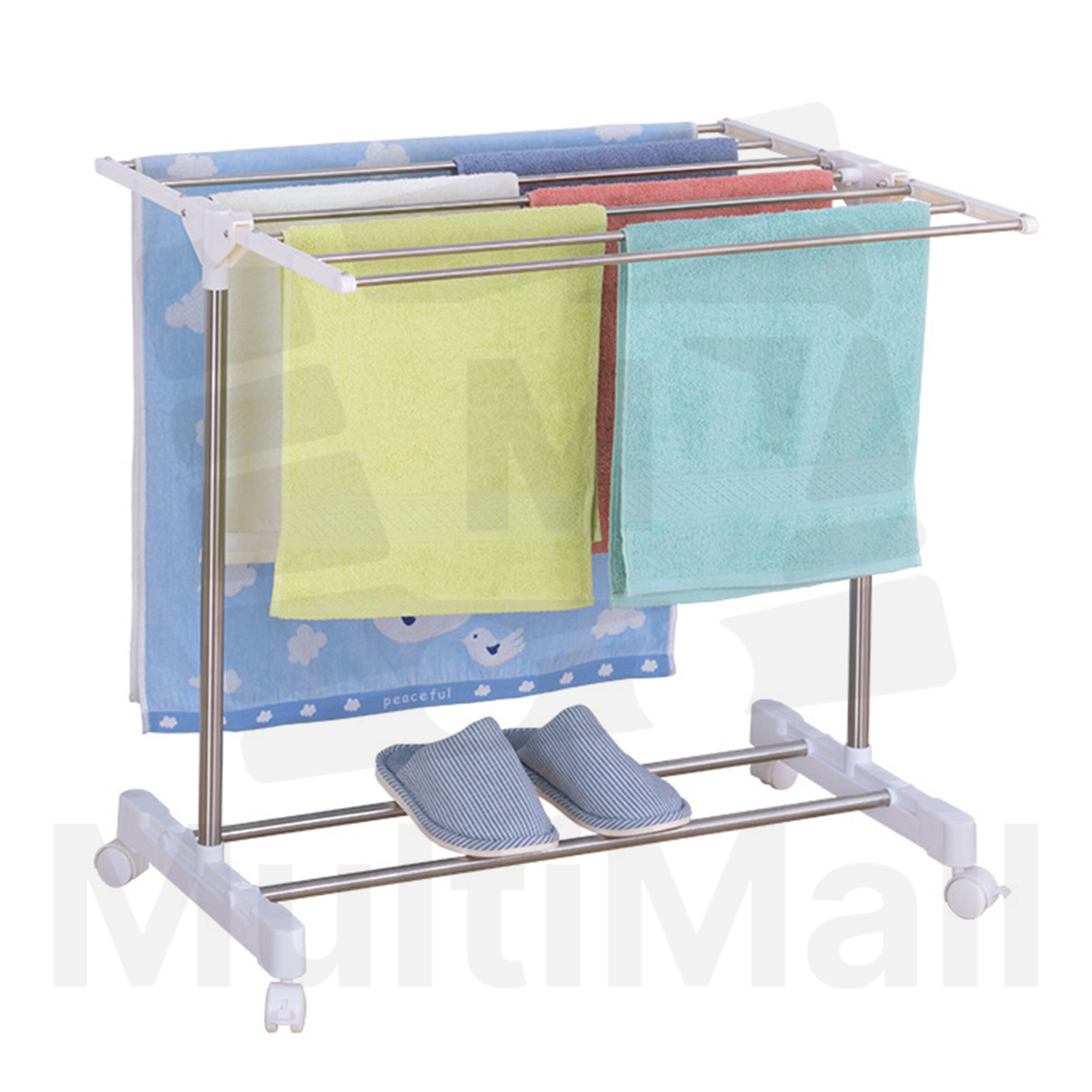 Towel Drying Rack – 1 Tier Wheels | Easy Storage Stainless Steel Bathroom Hanger Towel, Multi-functional, Foldable, and Space Saving Drying Rack for Drying |Laundry Rack |Towel Drying Rack| Clothe Drying Rack