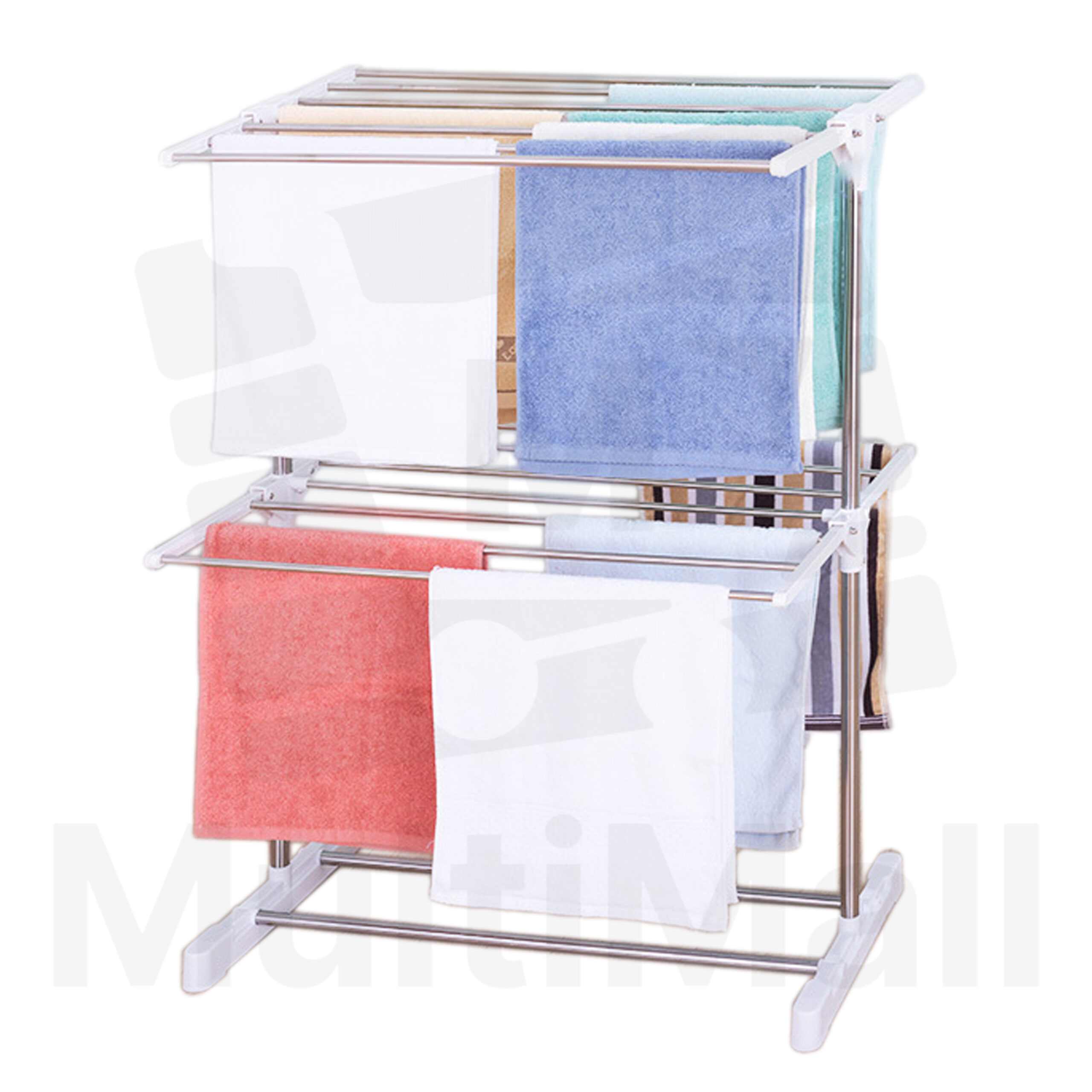 Towel Drying Rack – 2 Tier Wheels | Easy Storage Stainless Steel Bathroom Hanger Towel, Multi-functional, Foldable, and Space Saving Drying Rack for Drying |Laundry Rack |Towel Drying Rack| Clothe Drying Rack