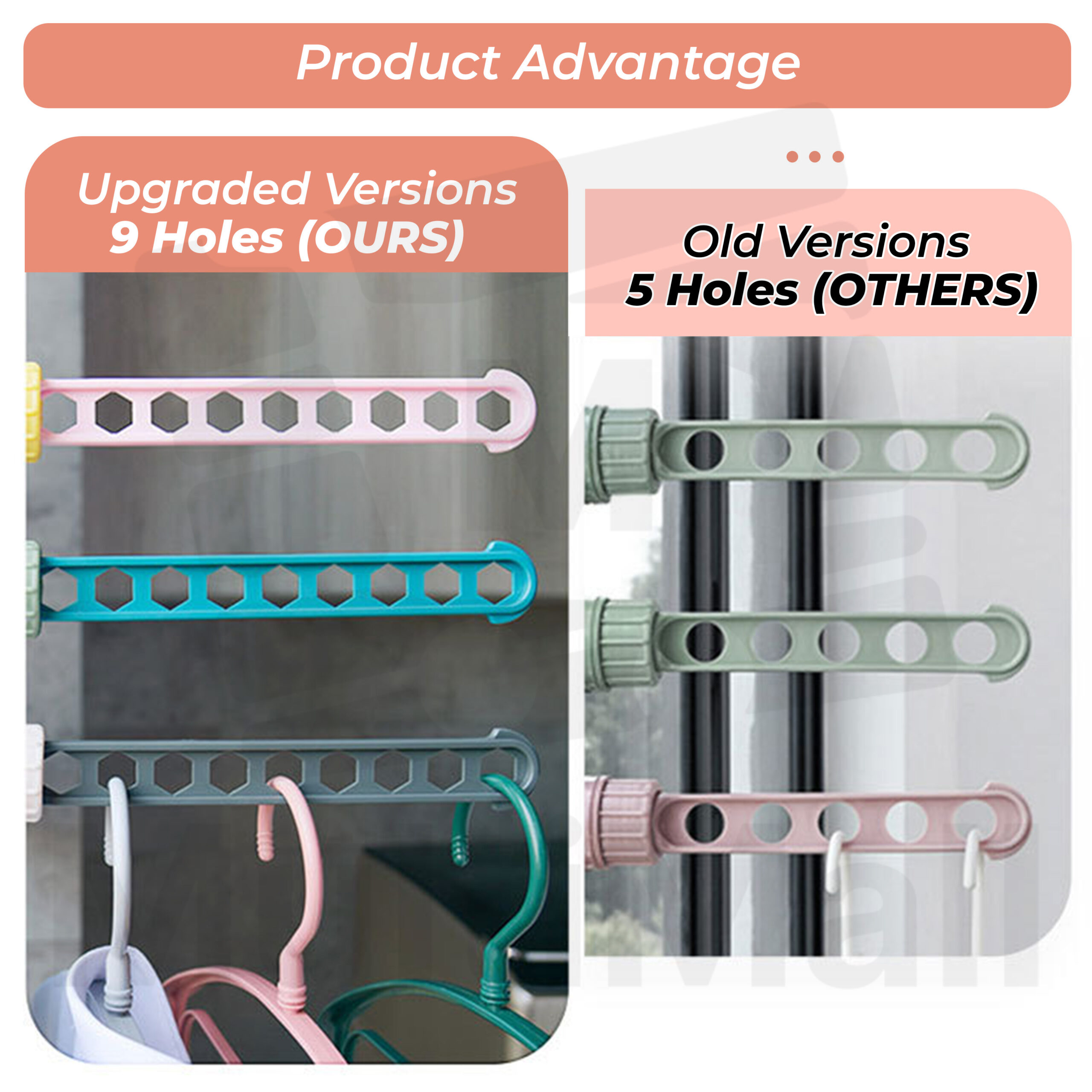 Window Hanger Rack Removable 9 Hole Hanger – Dark Blue Wall-Mounted Window Frame Drying ...