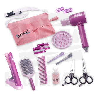 Kids Hair Salon Toy, Beauty Salon Playset for Kids Pretend Play, Hair Dressing Simulation Game, Children Parlor Hair Styling Tools Blow Dryer and Curler Kit Toys for Girls