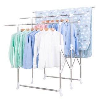 Upgraded H Type 2.5m 3 poles Laundry Rack Clothes Drying Rack Cloth Hangers For Balcony or Outdoor, Foldable Laundry Drying Rack Dry Clothes Hanging Rack Easy Storage Space Saving