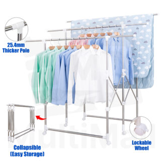 Upgraded H Type 2M/2.5M 3 Poles, Foldable, Easy Storage, Space Saving For Balcony or Outdoor,  Laundry Drying Rack Dry Clothes Hanging Rack