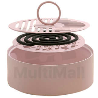 Japanese Mosquito Coil Holder Pink- Repellent Bite Itch Relief Outdoor and Indoor Coil Holder Incense Burner Retro Portable Metal Home Camping and Hiking Insect Repellent Citronella