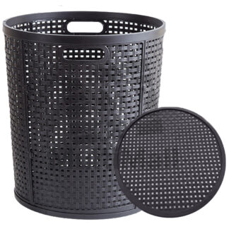 Foldable Round Laundry Basket Black- Round Collapsible Plastic Hamper Handle for Dirty Clothes in Bathroom and Bedroom Multifunctional, Space Saving, and Portable Easy Storage Organizer Bin for Toys, Towels, and Blankets