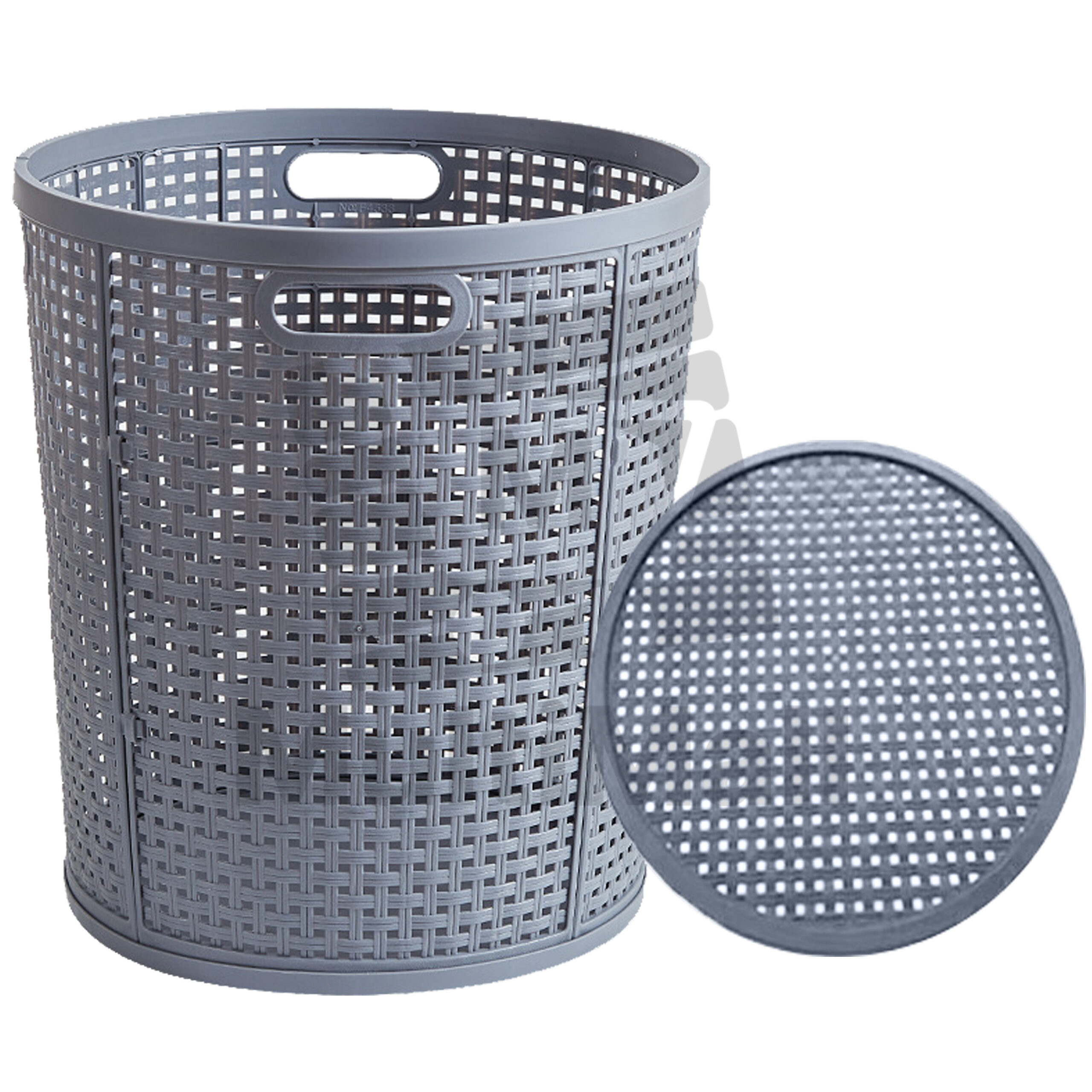 Foldable Round Laundry Basket Grey- Round Collapsible Plastic Hamper Handle for Dirty Clothes in Bathroom and Bedroom, Multifunctional, Space Saving, and Portable Easy Storage Organizer Bin for Toys, Towels, and Blankets