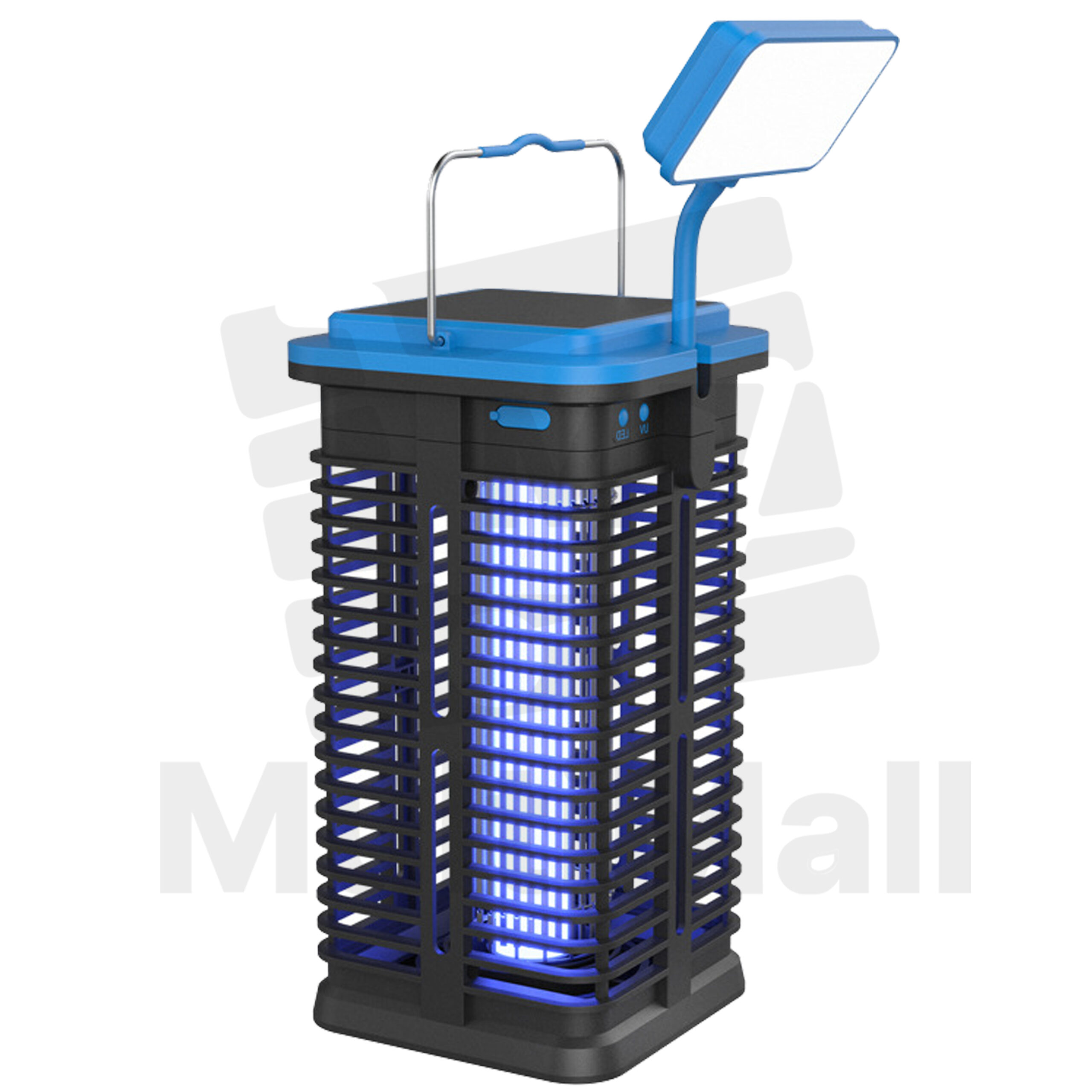 LED Solar Rechargeable Lamp Blue- Electric Mosquito and Fly Killer Lamp Electric Shock Insect Killer Lamp High-Efficiency Indoor Electric Bug Zapper Electric Fly Trap and Mosquito