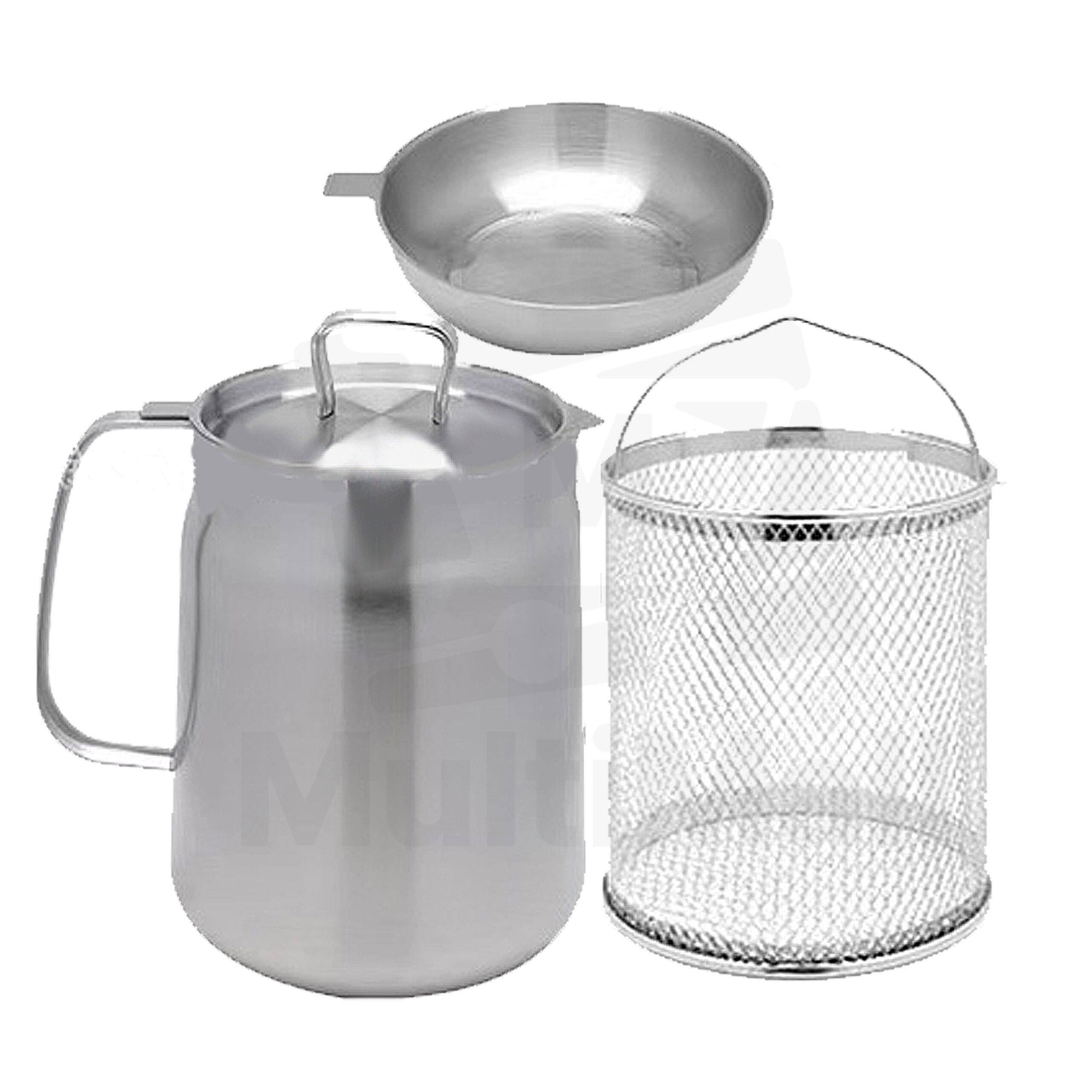 3 in 1 Oil Strainer 2L Stainless Steel Grease Keeper Filter Stainless Steel Oil Drainer and Storage Pot Oil Catcher Fine Mesh Filter Stainless Steel Oil Strainer