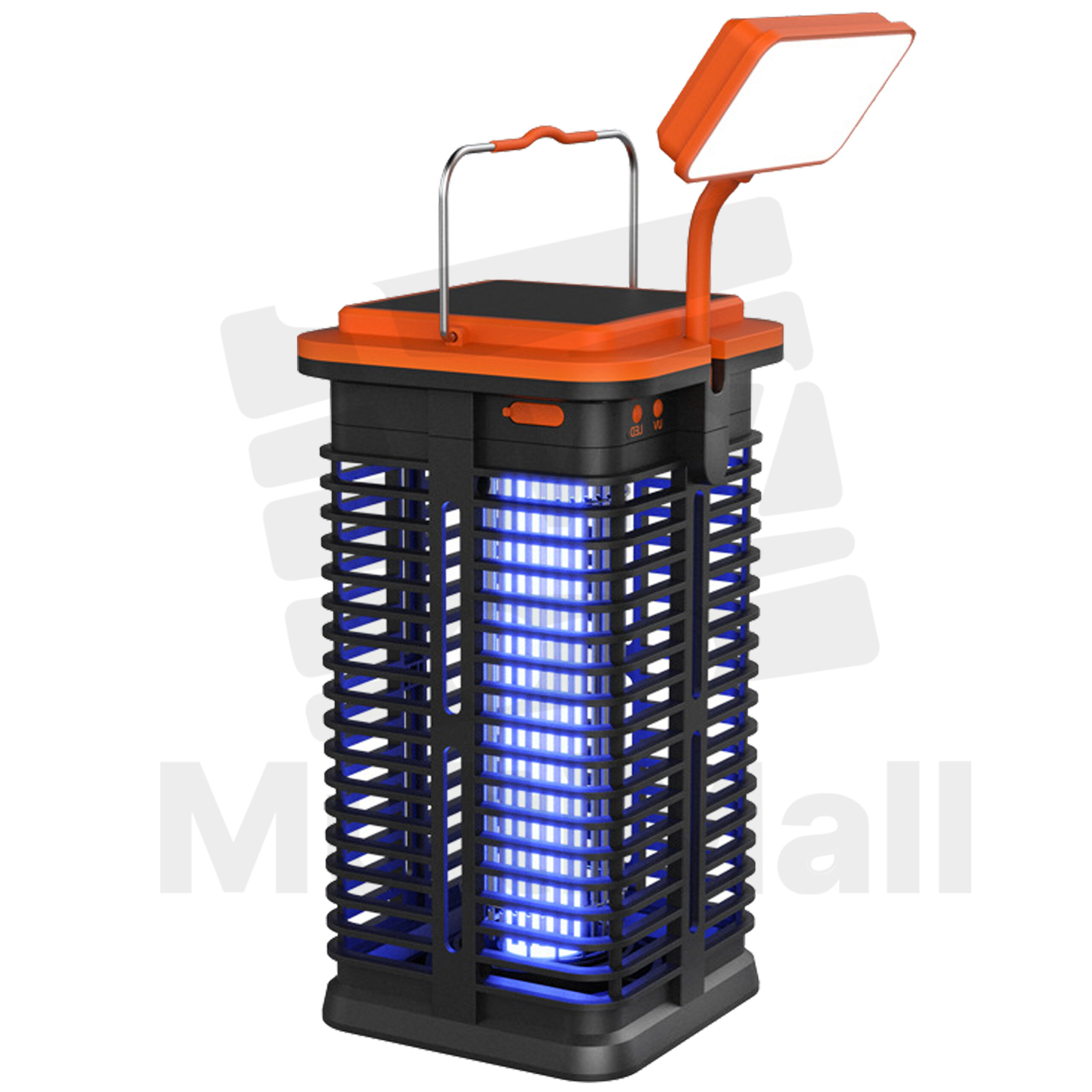 LED Solar Rechargeable Lamp Orange- Electric Mosquito and Fly Killer Lamp Electric Shock Insect Killer Lamp High-Efficiency Indoor Electric Bug Zapper Electric Fly Trap and Mosquito